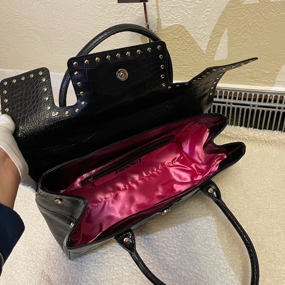 CECIL McBEE japanese brand croc studded pattern bag in black and silver - Picture 7 of 17